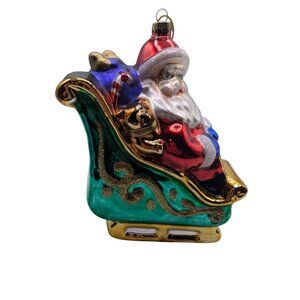 Thomas Pacconi Museum Series Christmas Ornament Santa in Sleigh Hand Blown Glass